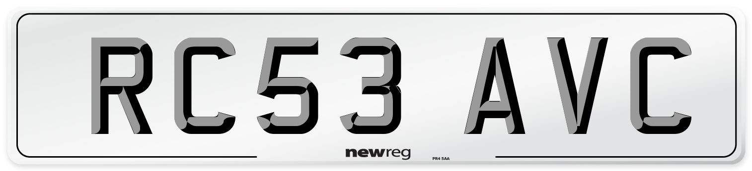 RC53 AVC Number Plate from New Reg